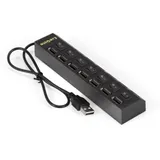 USB-Хаб (концентратор) 7-в-1 ExeGate DUB-72SW (кабель-адаптер USB2.0 --> 7xUSB2.0, кнопки включения/отключения для каждого порта, Plug&Play, черный)