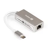 Кабель-адаптер ExeGate EXE-725C-45 (USB3.0 Type C --> 1xRJ45 UTP 100Mbps/1000Mbps/2.5Gbps, Realtek Chipset RTL8156, корпус алюминиевый, серебристый)