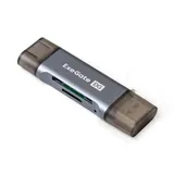 Устройство чтения/записи карт памяти ExeGate CR-201CA (компактный картридер USB Type-A + Type-C --> Card Reader, поддержка стандартов: SD/SDHC/MMCII/RS MMC, Micro SD/ Micro SDHC/Micro SDXC, Plug&Play, серый)