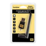 Сетевой адаптер Wi-Fi 5 двухдиапазонный ExeGate EX-W5-T2U Plus-AC650 (Wi-Fi AC (a/b/g/n/ac), чипсет Realtek8811, 2.4 ГГц до 200 Мбит/с + 5 ГГц до 433 Мбит/с, внешняя съемная 2dBi антенна, USB 2.0)