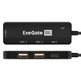USB-Хаб (концентратор) 4-в-1 ExeGate DUB-211C (кабель-адаптер USB3.0 Type-C --> 2xUSB2.0, 1xUSB3.0 (5GB/s), Type-C (DATA), Plug&Play, черный)