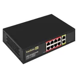 Коммутатор неуправляемый ExeGate EDES-1010D.8PoE-96W (10-портовый UTP 10/100 Base-Tx: 8 портов IEEE 802.3af (PoE), мощность PoE: 25W, суммарно 96W, 2 порта RJ45 uplink, настенный/настольный, металлический корпус)