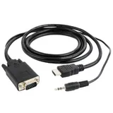 Кабель HDMI-VGA Cablexpert A-HDMI-VGA-03-5M, 19M/15M + 3.5Jack, 5м, черный, позол.разъемы, пакет (098052)