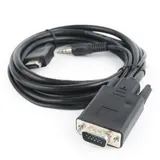 Кабель Cablexpert  HDMI-VGA  A-03-6, 19M/15M + 3.5Jack, 1.8м, черный, позол.разъемы, пакет A-HDMI-VGA-03-6 (098021)