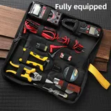  Набор электрика Deli DL-C1007E-Z (мультиметр, токовые клещи, индикаторная отвертка, стриппер, ножницы, нож, изолента, батарейки, чехол)