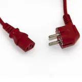 Сетевой кабель Hyperline PWC-IEC13-SHM-3.0-RD Кабель питания компьютера (Schuko+C13) (3x1.0), 10A, угловая вилка, 3м, цвет красный (ПВС-АП-3*1,0-250-S22C13-10-3,0 ГОСТ 28244-96)