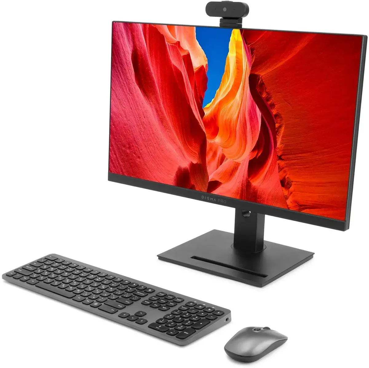 Моноблок Digma Pro Vision 23.8" Full HD Ryzen 3 5425U (1.8) 8Gb SSD256Gb RGr CR Windows 11 Pro Eth WiFi BT 90W клавиатура мышь Cam черный 1920x1080
