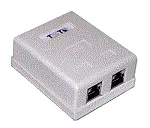 Настенная розетка, 2 порта RJ-45 категории 5е, UTP, белая