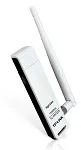 Сетевой адаптер TP-Link TL-WN722N, N150 Wi-Fi USB-адаптер высокого усиления, до 150 Мбит/с на 2,4 ГГц, 1 внешняя антенна с высоким коэффициентом усиления, USB 2.0, кнопка WPS