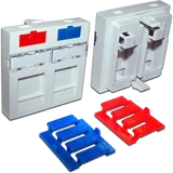 Вставка 45x45 на 2 кейстоуна, со шторкой, маркировкой и иконками, белая