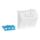 Вставка 45x45 на 1 кейстоун, угловая, со шторкой, маркировкой и иконками, белая