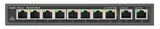 Ruijie Reyee 8-Port 100Mbps + 2 Uplink Port 1000Mbps, 8 of the ports support PoE/PoE+ power supply. Max PoE power budget is 110W, unmanaged switch, desktop
