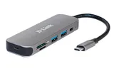 Концентратор usb D-Link USB-C Hub, 2xUSB 3.0 + USB-C, SD/microSD Card Reader