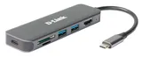 Концентратор usb D-Link USB-C Docking Station, 2xUSB 3.0 + USB-C/PD3.0 + HDMI, SD/microSD Card Reader