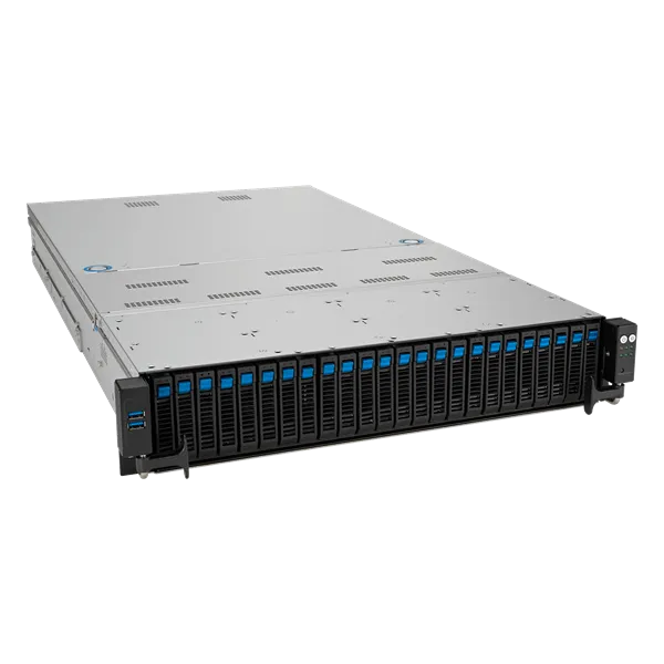 ASUS RS720A-E12-RS24U /GPU, 2xSP5(LGA 6096; up to 400W),24xDDR5 RDIMM(up to 6TB),24xNVMe/SATA(16 NVMe + 8x NVMe/SATA/SAS),soft RAID,2xM.2 slot,9 PCIe Gen5+1xRAID slot, 2x10GBe,2x2600W,ASMB11-iKVM