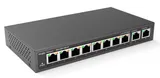 Ruijie Reyee 8-Port 100Mbps + 2 Uplink Port 1000Mbps, 8 of the ports support PoE/PoE+ power supply. Max PoE power budget is 110W, unmanaged switch, desktop