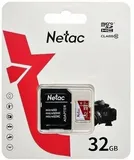 Носитель информации Netac P500 ECO 32GB MicroSDHC C10 up to 80MB/s, retail pack with SD Adapter