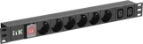 ITK PDU 6 розеток нем. ст. + 2 С13 LED 1U вх. С14 алюмин.