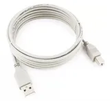 Кабель Cablexpert Кабель USB2.0, AM/BM, медь, Pro, 3м, серый, пакет