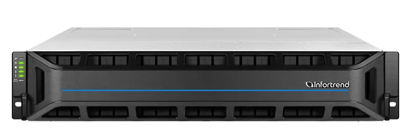 Система хранения данных Infortrend EonStor GS 3000 Gen2 2U/25bay Dual controller, 4x12Gb/s SAS+8x10GbE(SFP+)+4x host board,4x4GB,2x(PSU+FAN),2x(SuperCap.+Flash),25xdrivetrays,1xrRackKit.3YW (GS 3024USM1-JG)