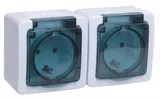 Розетка силов. IEK Гермес Plus ERMP22-K03-16-54-EC 2розет. двойн. откр. зазем. крыш. IP54 белый/серый (упак.:1шт)