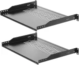 Полка фронтальная, с возможностью установки заднего фиксатора, глубина 300 мм, 1U, нагрузка - 18 кг