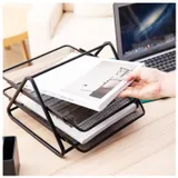 Лоток горизонтальный Deli E9183 для бумаг 350х274х185мм черный металл сетка