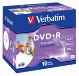 Диск DVD+R Verbatim 4.7Gb 16x Jewel case (10шт) Printable (43508)