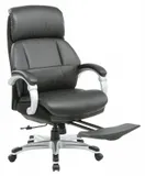 Кресло руководителя Бюрократ _Miro черный рец.кожа/кожзам крестов. пластик подст.для ног пластик серебро