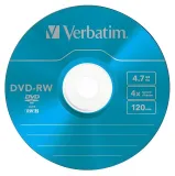 Диск DVD-RW Verbatim 4.7Gb 4x Slim case (5шт) Color (43563)