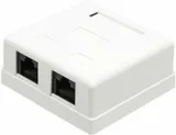 Настенная розетка, 2 порта RJ-45 категории 5е, UTP, белая