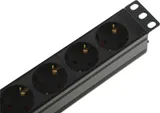 Блок розеток 19", 1-фазный с выключателем, 10A / 250V, 8xSchuko, без шнура питания, разъем C14