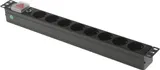 Блок розеток 19", 1-фазный с выключателем, 10A / 250V, 8xSchuko, шнур 1.8 м, вилка Schuko