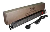 Блок розеток 19", 1-фазный с выключателем, 10A / 250V, 8xSchuko, шнур 3.0 м, вилка Schuko