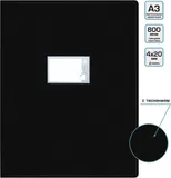 Папка на 4-х кольцах Бюрократ -0827VA3BLCK A3 верт. пластик 0.8мм кор.27мм черный