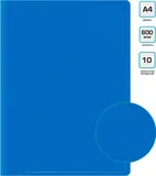Папка с 10 прозр.вклад. Бюрократ -BPV10BLUE A4 пластик 0.6мм торц.карм с бум. встав синий