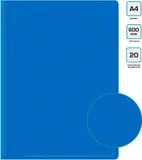 Папка с 20 прозр.вклад. Бюрократ -BPV20BLUE A4 пластик 0.6мм торц.карм с бум. встав синий