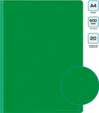 Папка с 20 прозр.вклад. Бюрократ -BPV20GRN A4 пластик 0.6мм торц.карм с бум. встав зеленый