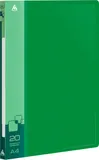 Папка с 20 прозр.вклад. Бюрократ -BPV20GRN A4 пластик 0.6мм торц.карм с бум. встав зеленый