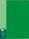 Папка с 80 прозр.вклад. Бюрократ -BPV80GRN A4 пластик 0.8мм торц.карм с бум. встав зеленый