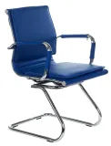 Кресло Бюрократ CH-993-Low-V синий эко.кожа низк.спин. полозья металл хром