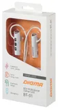 Гарнитура вкладыши Digma BT-01 белый беспроводные bluetooth крепление за ухом (E703BT WHITE)