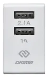 Сетевое зар./устр. Digma DGWC-2U-3A-WG 15.5W 3.1A+1A 2xUSB универсальное белый