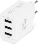 Сетевое зар./устр. Digma DGWC-3U-5A-WG 25W 5A (PD+QC) 3xUSB универсальное белый