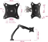 Кронштейн для мониторов ЖК Kromax OFFICE-8 черный 15"-32" макс.8кг настольный поворот и наклон верт.перемещ.