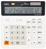 Калькулятор бухгалтерский Deli EM01010 белый 12-разр. (EM01010)