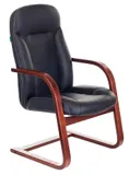 Кресло Бюрократ T-9923WALNUT-AV черный кожа полозья дерево коричневый