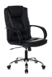 Кресло руководителя Бюрократ T-800N черный кожа крестов. металл хром