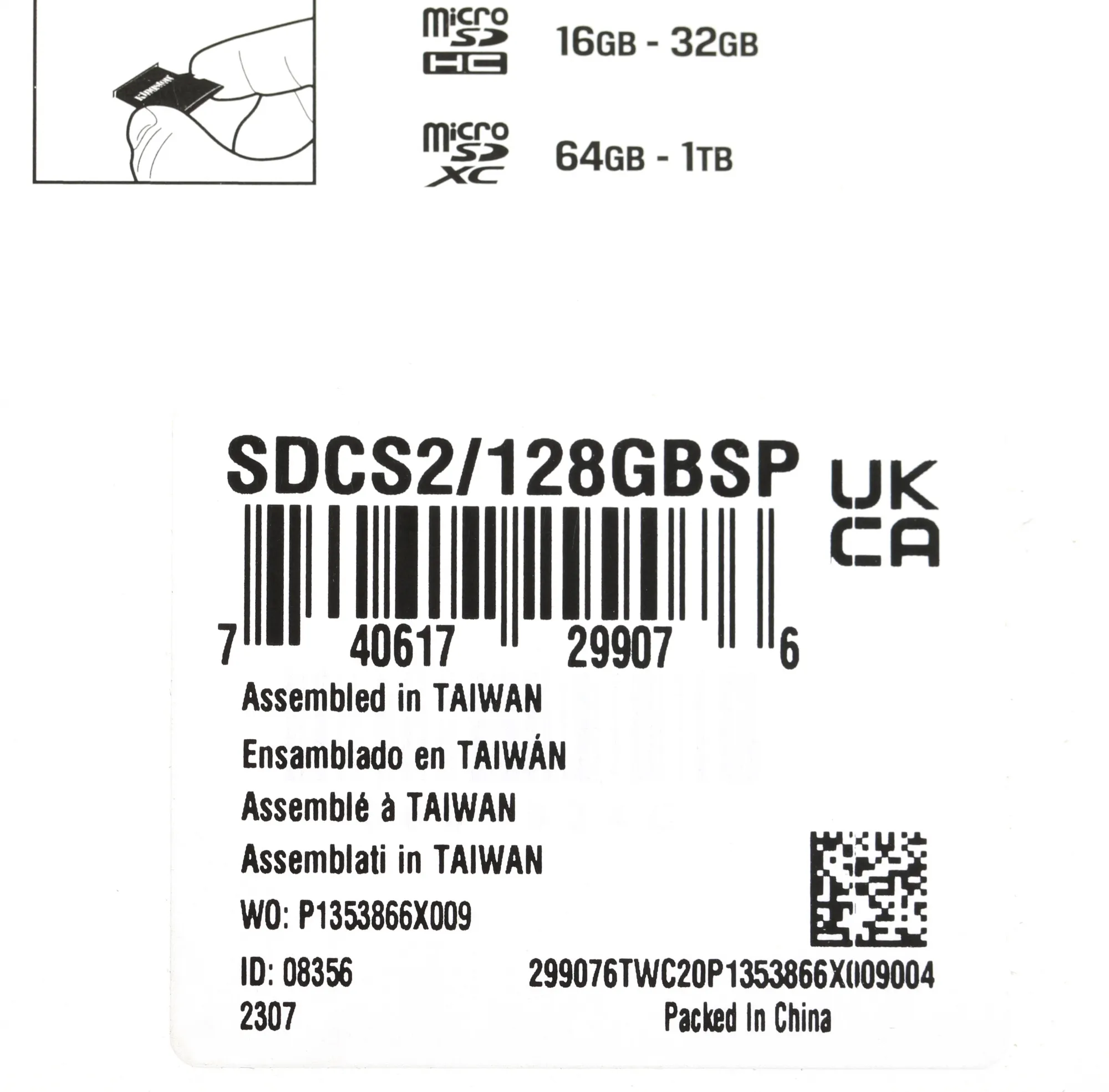 Флеш карта microSDXC 128GB Kingston SDCS2/128GBSP Canvas Select Plus w/o adapter