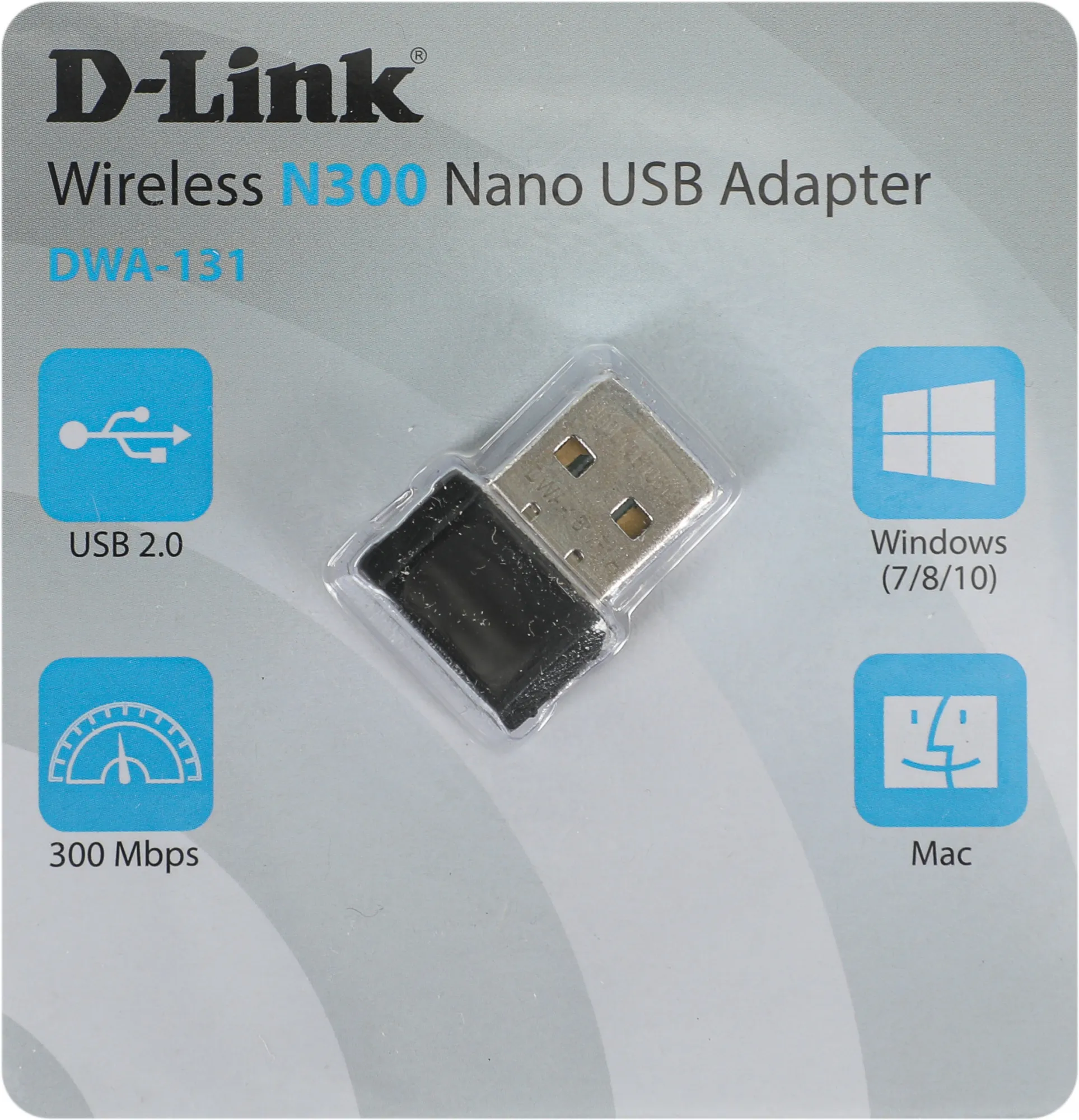 Беспроводной адаптер D-Link N300 Wi-Fi USB Adapter, 2x2dBi internal antennas